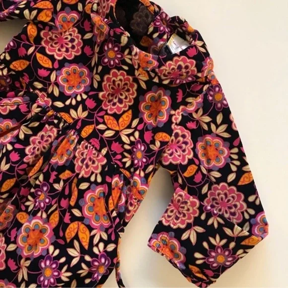 Vintage Hanna Andersson Floral Corduroy Dress Balloon Hem Tie Waist Size 2T (90) - Picture 4 of 9